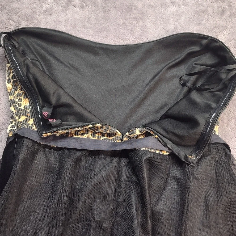 Reign On dress juniors 15/16 strapless sequin frilly cheetah dance event formal